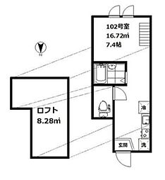 クレスト西馬込 ワンルームの間取図画像