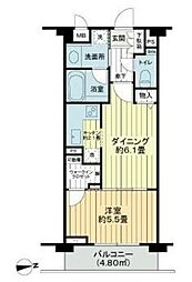 デュオ・スカーラ新大久保 2階1DKの間取り