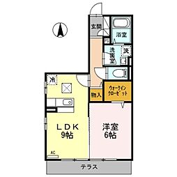Dearcourt 1階1LDKの間取り