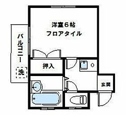 ヒルズ長尾 1Kの間取図画像
