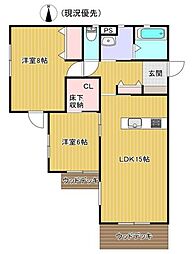 茅ヶ崎市東海岸南1丁目アパート 2LDKの間取図画像