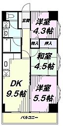 シュターンハイム第1 4階3DKの間取り