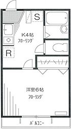 カルム下高井戸 2階1Kの間取り