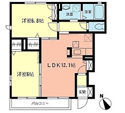 サングレイス 2LDKの間取図画像