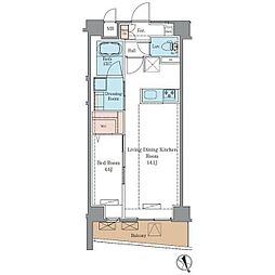 ラグゼナ平井サウス 7階1LDKの間取り