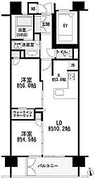 プレミスト神楽坂 4階2LDKの間取り