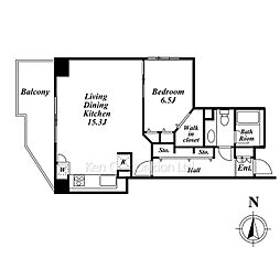 フリーディオ西麻布 1LDKの間取図画像