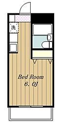 クレスト多摩川 2階1Kの間取り