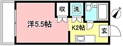 クレール和泉 2階1Kの間取り