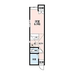 Alivio新潟近江 ワンルームの間取図画像