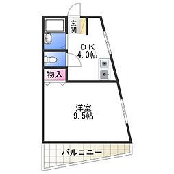 サンヴィレッジ上野 3階1Kの間取り