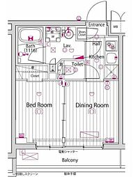西武池袋線 練馬駅 徒歩7分の賃貸マンション 1階1DKの間取り