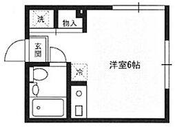 ハイム陽光 1階ワンルームの間取り