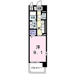 レクイアーレ大宮 1Kの間取図画像