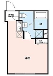 アミスタ小菅 2階1Kの間取り