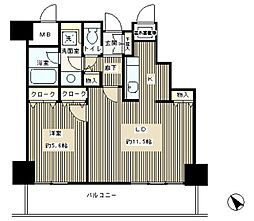 トレステージ目黒 1LDKの間取図画像
