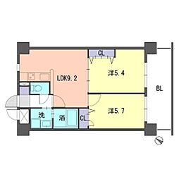S-FORT福岡東 2LDKの間取図画像
