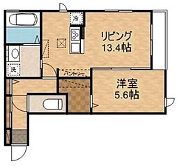 グリーンゲイブルズ 2階1LDKの間取り