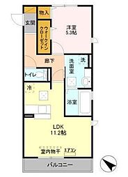 メルベーユおおたかの森 1号棟 1階1LDKの間取り