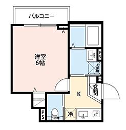 ルナネスト津田沼 2階1Kの間取り