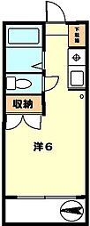 金子ハイム 2階ワンルームの間取り