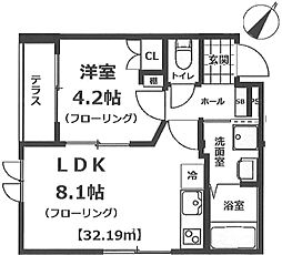 東京メトロ日比谷線 中目黒駅 徒歩4分の賃貸マンション 1階1LDKの間取り