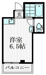 高木ハイツ ワンルームの間取図画像