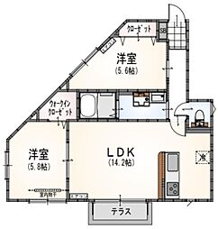 サンライズ登戸I 2LDKの間取図画像