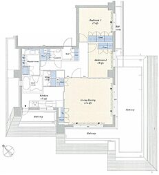 デュオフラッツ赤坂 8階2LDKの間取り