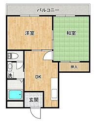 サンライトオアシス 2DKの間取図画像