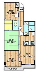 センチュリー越谷 4階3LDKの間取り