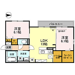 ル・グランアメニティヒルB棟 2LDKの間取図画像