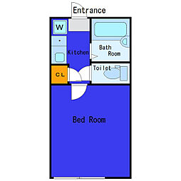 東急池上線 御嶽山駅 徒歩2分の賃貸アパート 1階ワンルームの間取り