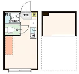 ハーモニーテラス東十条II 2階ワンルームの間取り