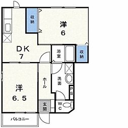 JR横浜線 相原駅 バス8分 境橋下車 徒歩5分の賃貸アパート 1階2DKの間取り