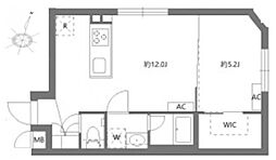 新宿区新小川町マンション 1LDKの間取図画像