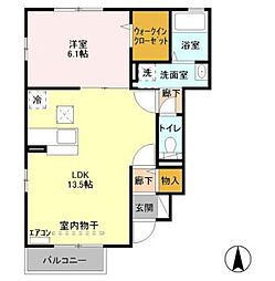 サン・ボナール 1LDKの間取図画像