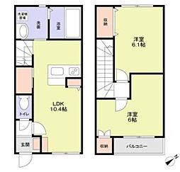 AQUAレジデンス大井町 第15 2階2LDKの間取り
