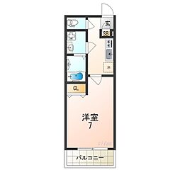 阪神本線 尼崎センタープール前駅 徒歩2分の賃貸アパート 1階1Kの間取り