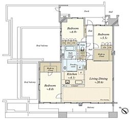 JR東海道本線 大船駅 徒歩7分の賃貸マンション 7階3SLDKの間取り