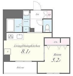 TSレジデンス東陽町 6階1LDKの間取り