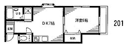 ビレッヂ斉藤 1DKの間取図画像