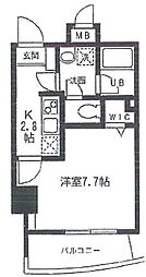 アクアコートK 4階1Kの間取り