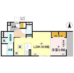 クラシスト新金岡 1LDKの間取図画像