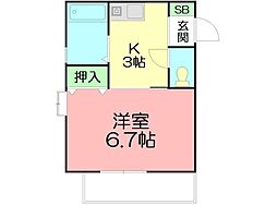 ヴエント 1Kの間取図画像