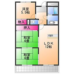 エンデバー高石 3LDKの間取図画像
