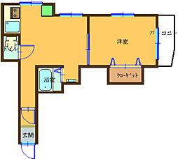 第2ワダコーポラス 1DKの間取図画像