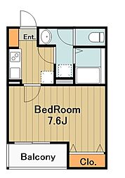 ベイルームリサータ相模原 1Kの間取図画像