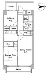 ラフィネ武蔵小山 8階2DKの間取り