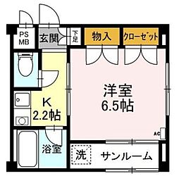 AWAビル 1Kの間取図画像